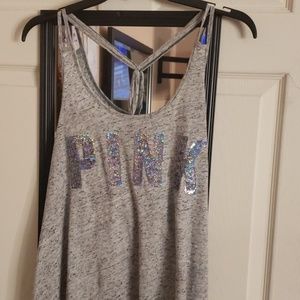 Victoria's secret pink tank top silver sequence